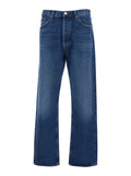 Mens 90s Jeans with Five-Pocket Design in Blue Denim Blu Regenerative Cotton