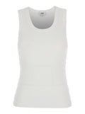 Top Poppy Sleeveless with U-Neck in White Cotton for Women Organic Tencel Spandex Tops