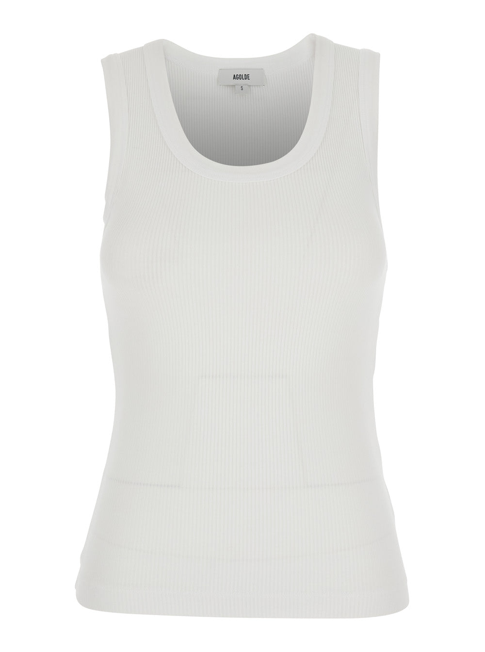 Top Poppy Sleeveless with U-Neck in White Cotton for Women Organic Tencel Spandex Tops