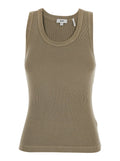 Top poppy tank in trail Green with Round Neck and Short Sleeves Cotton Tencel Women Organic Spandex Tops