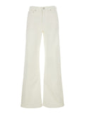White Jeans With Belt Loops And Logo Patch On The Rear Denim Woman