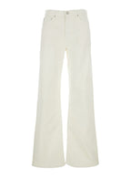 White Jeans With Belt Loops And Logo Patch On The Rear Denim Woman - 28