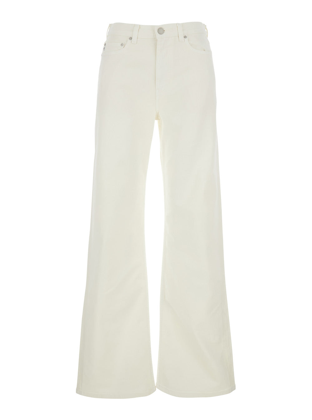 White Jeans With Belt Loops And Logo Patch On The Rear Denim Woman - 28