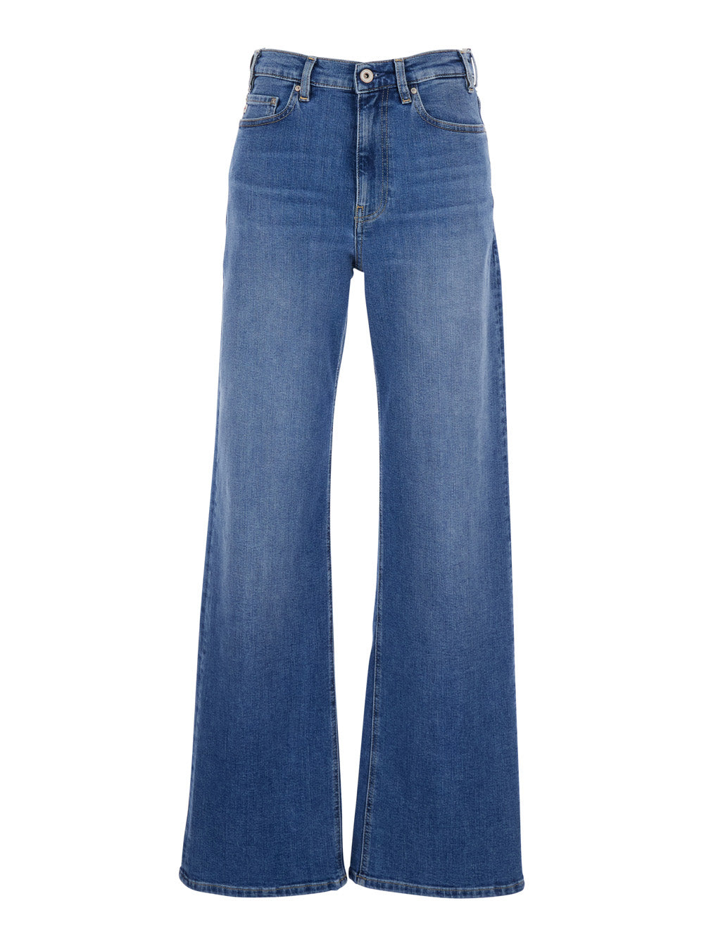 Blue Jeans with Belt Loops and Logo Patch on the Back in Womens Denim Blu Cotton Polyester Elastane
