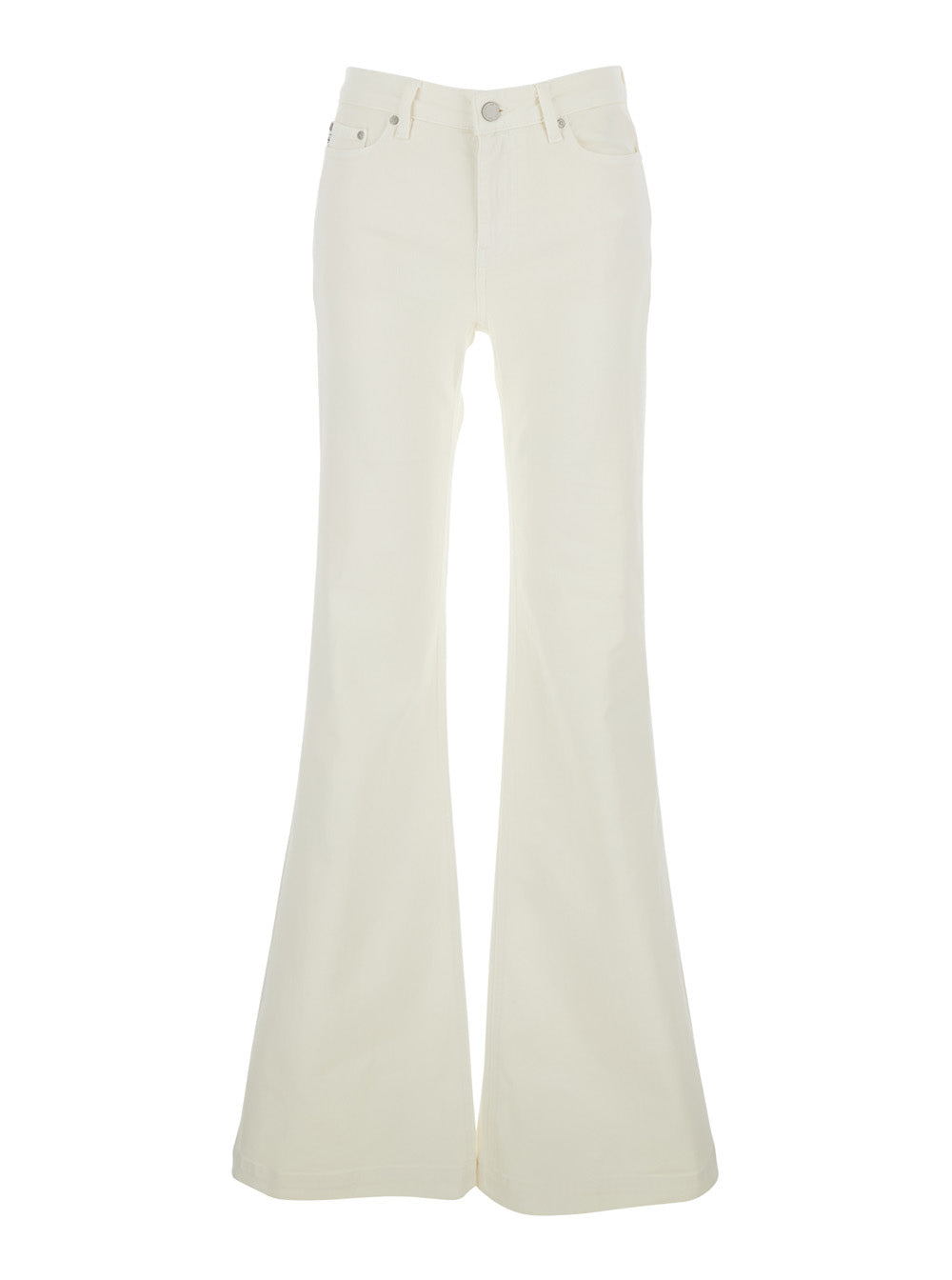 Tropea White Flared Jeans With Logo Patch On The Back Denim For Women