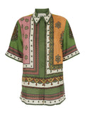 Shirt Contina with Classic Collar and All-Over Geometric Print in Multicolor Viscose for Women Blouses
