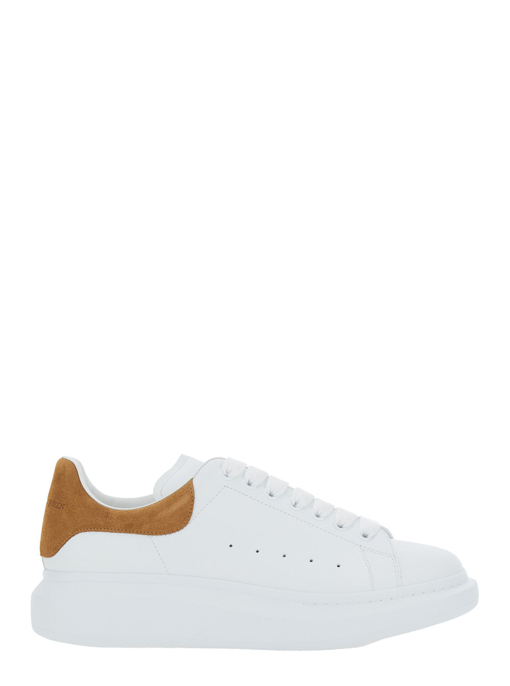 White Low Top Sneakers with Logo Lettering on Tongue and Heel in Leather Man Calf