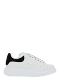 Black and White Low Top Sneakers with Logo Lettering on the Tongue Contrasting Heel in Leather Woman Calf