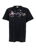 Mens Black Cotton Crew Neck T-Shirt with Front Print Tshirts And Polo Shirts