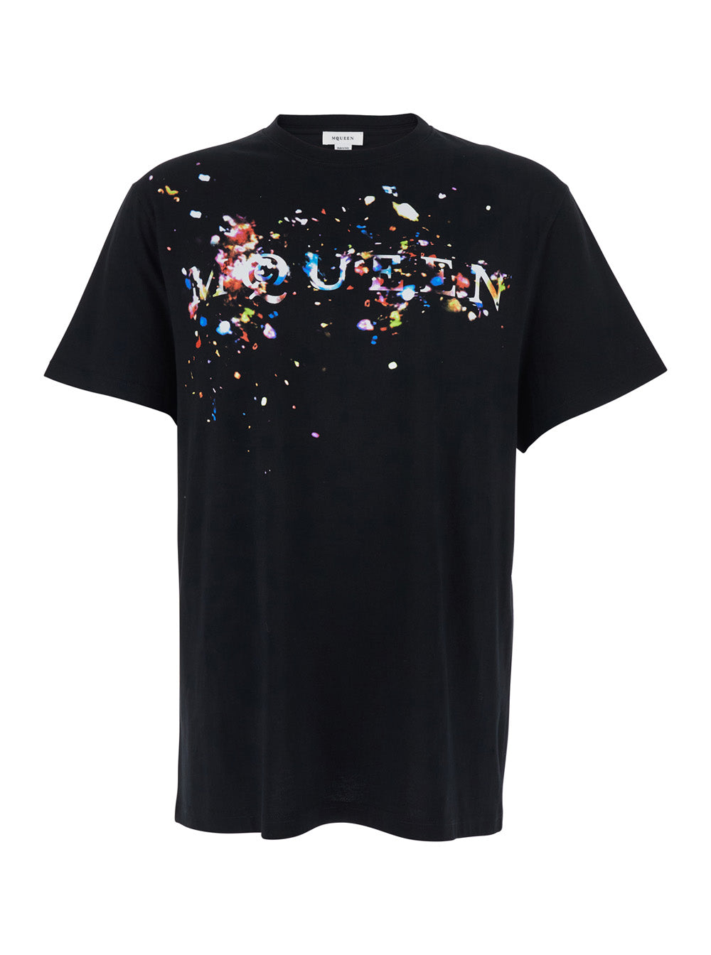 Mens Black Cotton Crew Neck T-Shirt with Front Print Tshirts And Polo Shirts