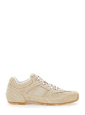 Sneaker Tb.56 Low Top with Logo Lettering on the Tongue and Perforated Details in Beige Suede for Women Cow Leather