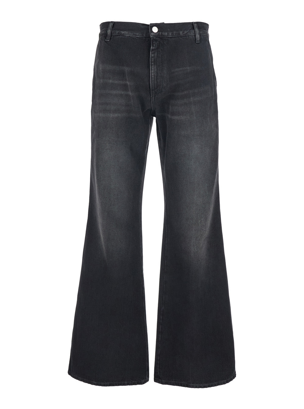 Jeans with Logo Patch Applied on the Back - Boot Cut Model Cotton Black Men