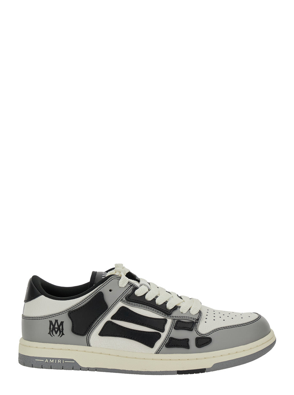 Skel Top Low Grey Sneakers with Logo Patch on the Tongue and Contrasting Details Side in Leather for Men Cow