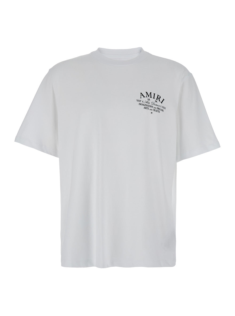 White Crew Neck T-Shirt with Logo Print on the Front in Cotton for Men Tshirts And Polo Shirts