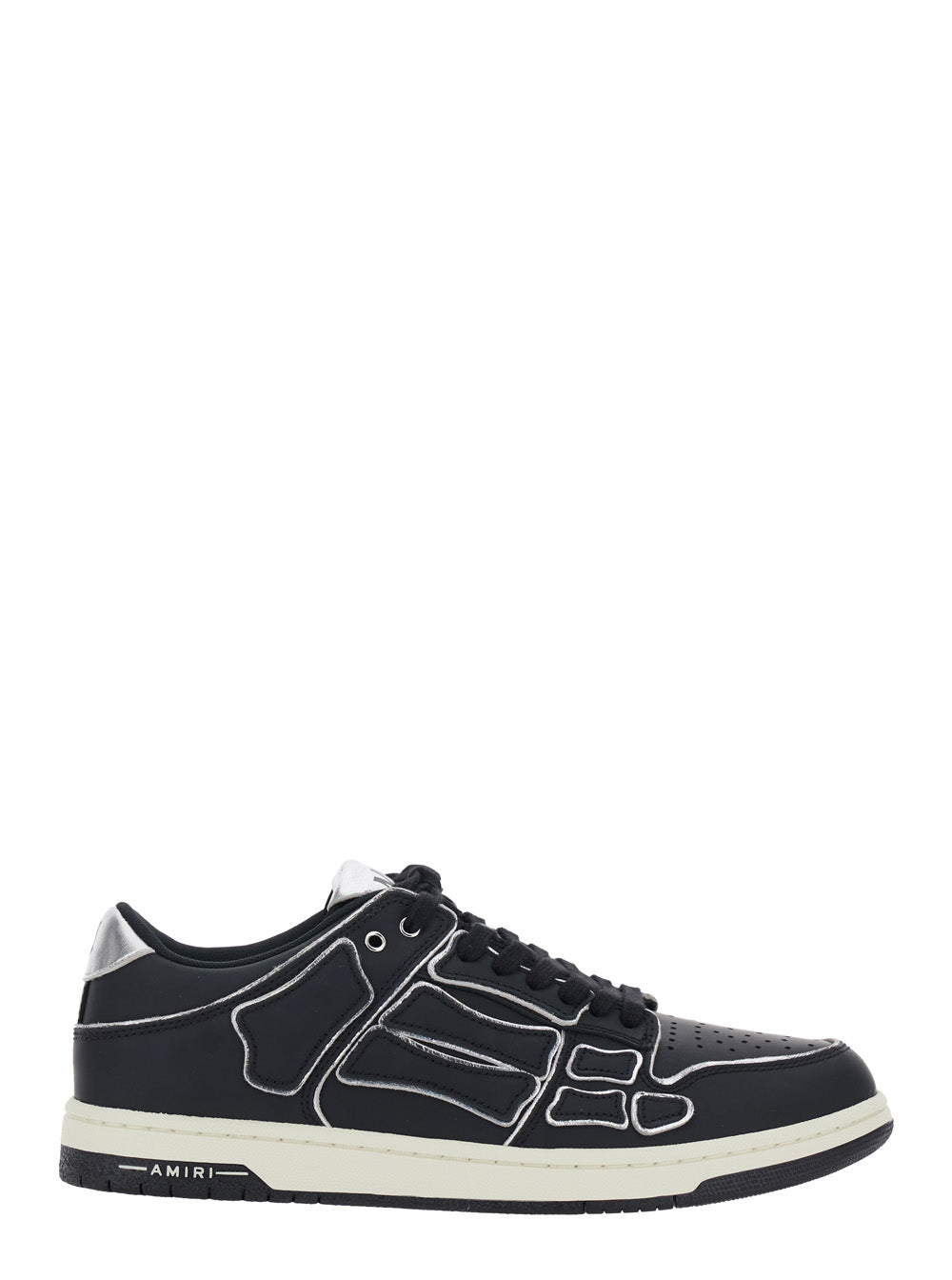 Sneaker Skel Top Low with Logo Patch on the Tongue and Contrast Details Sides in Black Leather for Men Cow