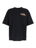 Black T-Shirt with Logo Print on Front and Back in Cotton for Men Tshirts Polo Shirts