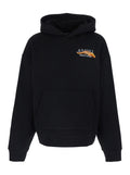 Hooded Sweatshirt with Fixed Hood and Lettering Logo on Front Back in Black Cotton for Men Sweatshirts