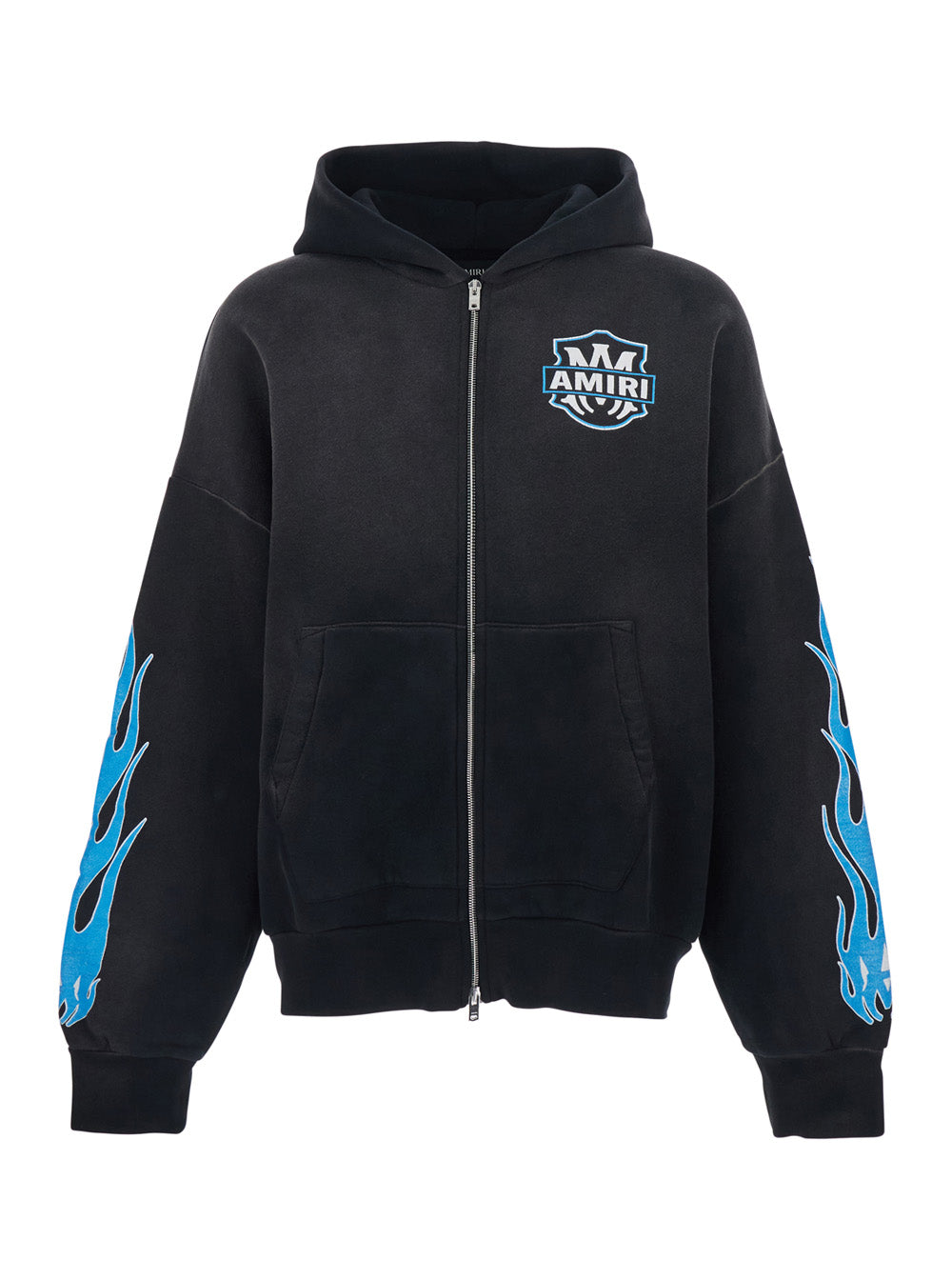 Black Hoodie with Front Logo and Maxi on the Back for Men Cotton Sweatshirts