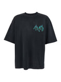 Black T-Shirt with Logo Lettering Print on Front and Back in Mens Cotton Tshirts Polo Shirts