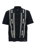Black Shirt with Pointed Collar and Bead Details on the Front in Cotton Blend Men Blouses