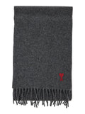 Grey Oversized Rectangular Scarf with ADC Patch on Front in Wool for Men Scarfs And Foulards