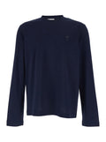 Blue Crew Neck T-Shirt with ADC Embroidery on the Front in Cotton for Men Blu Tshirts And Polo Shirts