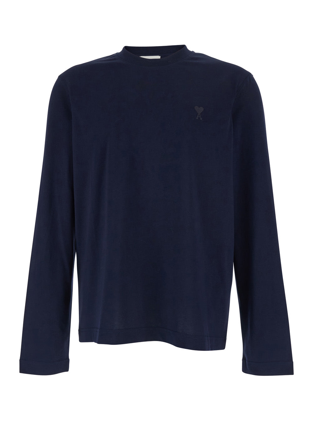 Blue Crew Neck T-Shirt with ADC Embroidery on the Front in Cotton for Men Blu Tshirts And Polo Shirts