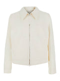 White Jacket with Classic Collar and Tone-on-Tone ADC Embroidery on the Front in Fabric for Men Outerwear