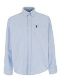 Light Blue Shirt With Button Down Collar And Adc Embroidery In Cotton Man Blouses