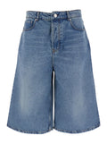 Light Blue High-Waisted Bermuda Shorts with Side Pockets In Denim for Men And