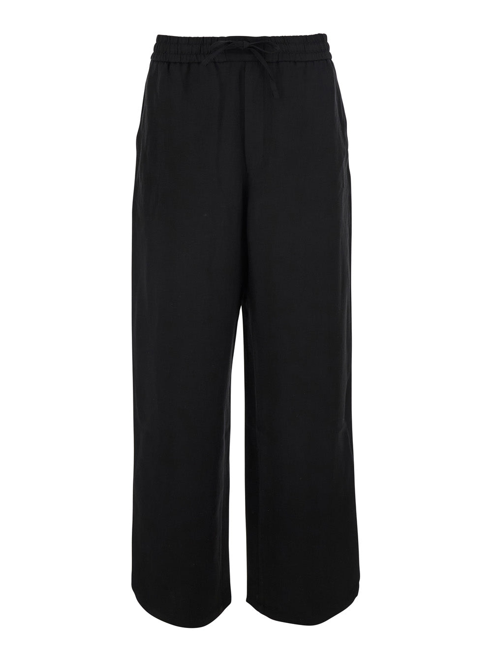 Pants Elasticated Waist Trousers Black With Elastic In Cotton Men