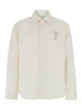 White Long-Sleeved Shirt with classic collar and AMI DE COEUR logo embroidered on the front in Cotton for men Blouses
