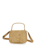 Paris Beige Handbag with ADC Patch on the Front and Adjustable Removable Suede Strap Woman Hand Bags