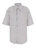 Short Sleeve Wide Shirt With Camp Collar And Patch Pocket - White Short-Sleeve Made Of Cotton Men Blouses