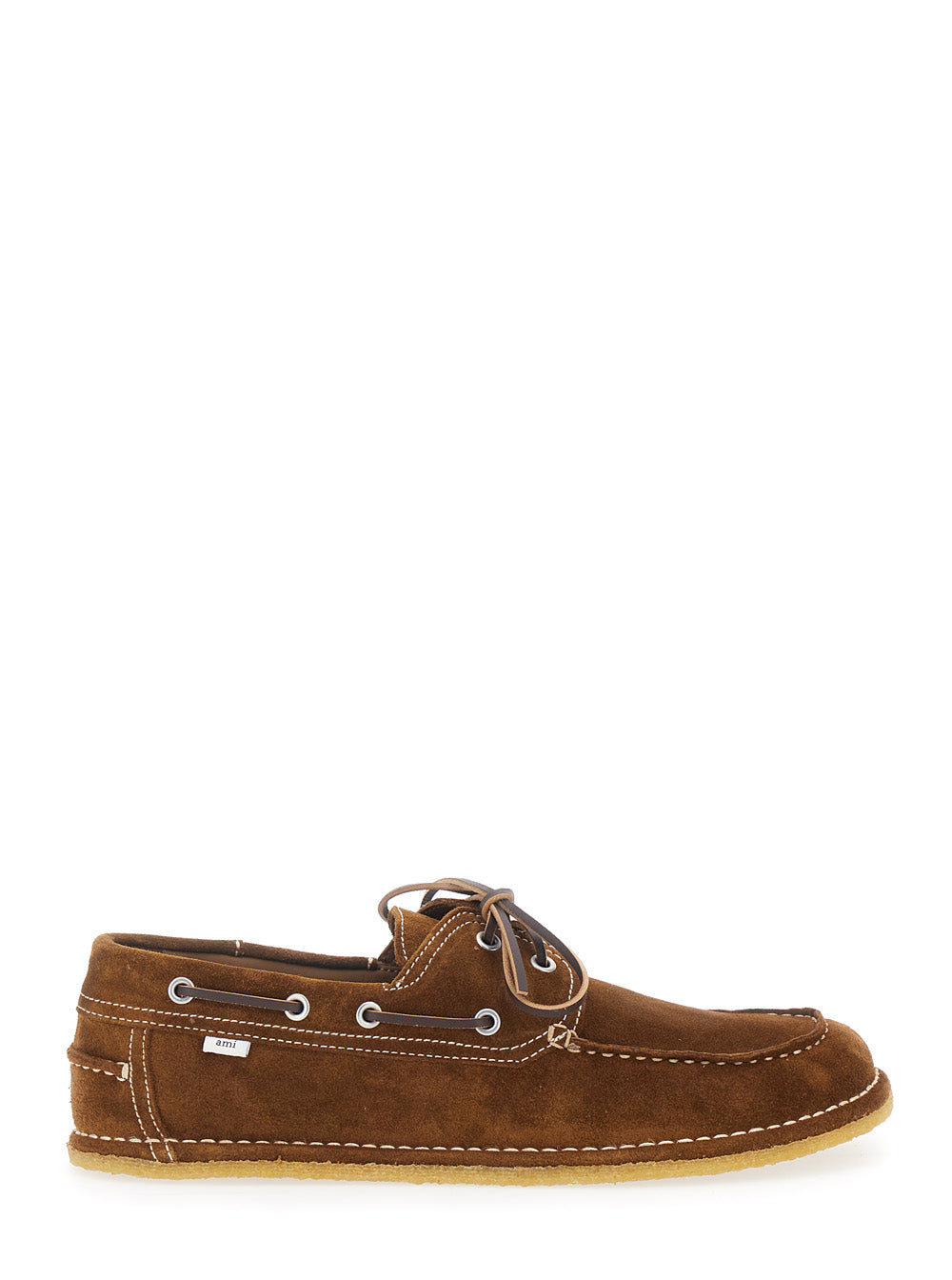 Loafers Boat Shoes With Rounded Toe And Rubber Sole Brown Leather For Men - IT 45