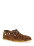 Loafers Boat Shoes With Rounded Toe And Rubber Sole Brown Leather For Men - IT 45
