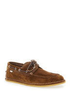 Loafers Boat Shoes With Rounded Toe And Rubber Sole Brown Leather For Men - IT 45