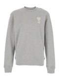 Grey Sweater with AMI de Coeur Patch on the Front in Cotton Man Jersey