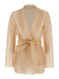 JAMES ORGANZA JACKET Beige with Long Sleeves and Silk Front Closure for Women Blazers