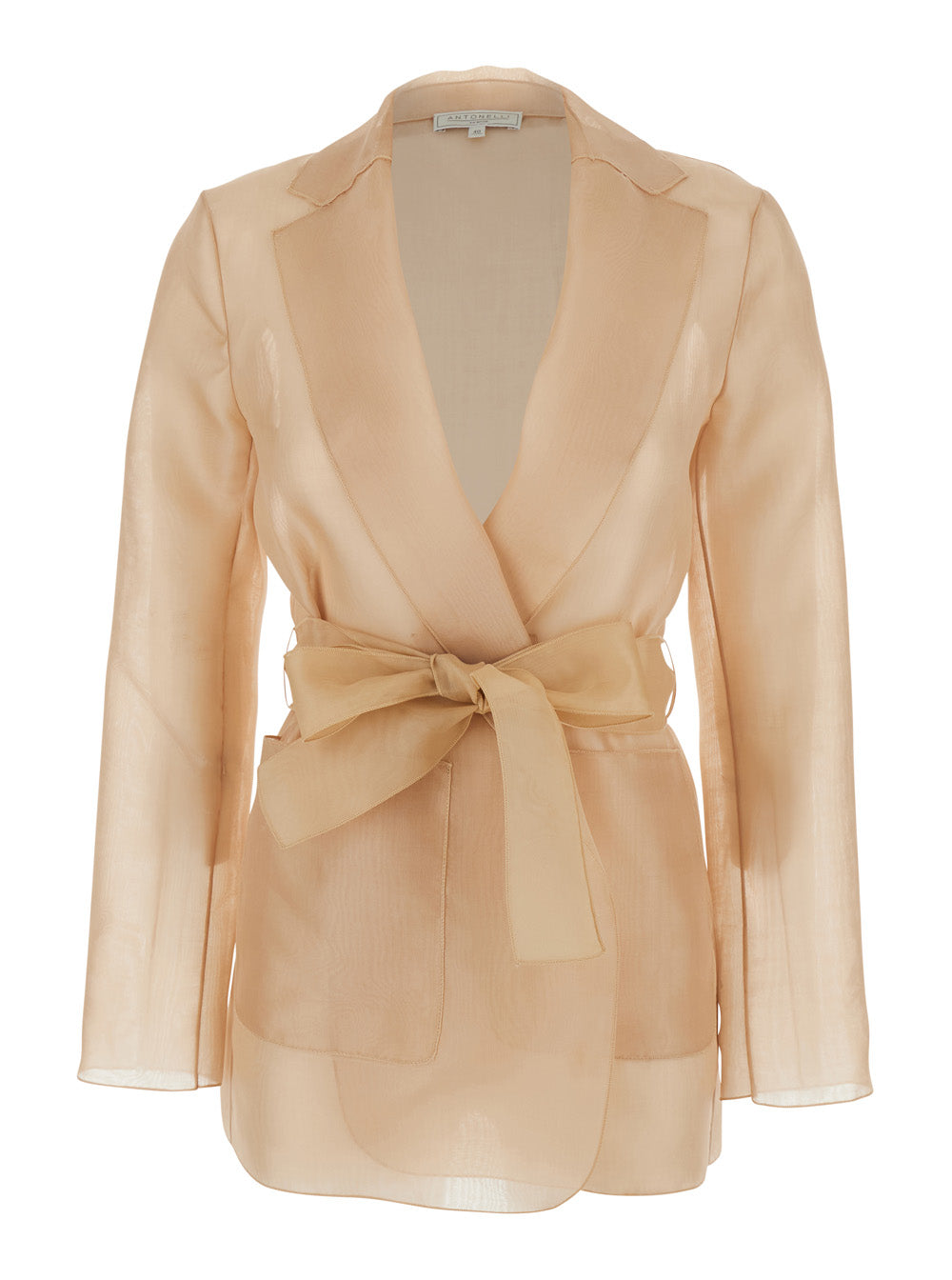 JAMES ORGANZA JACKET Beige with Long Sleeves and Silk Front Closure for Women Blazers