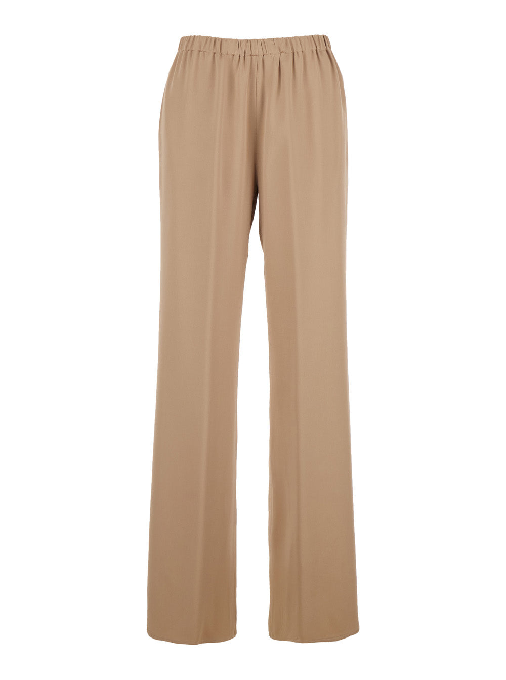 Beige Tiete Pants with Elasticated Waist in Viscose Blend for Women Acetate Trousers