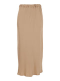 Beige Midi Skirt with Elasticated Waist in Acetate Blend for Women Viscose