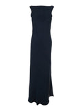 Blue Long Dress with Draped Neckline in Tech Fabric for Women Blu Acetate Viscose