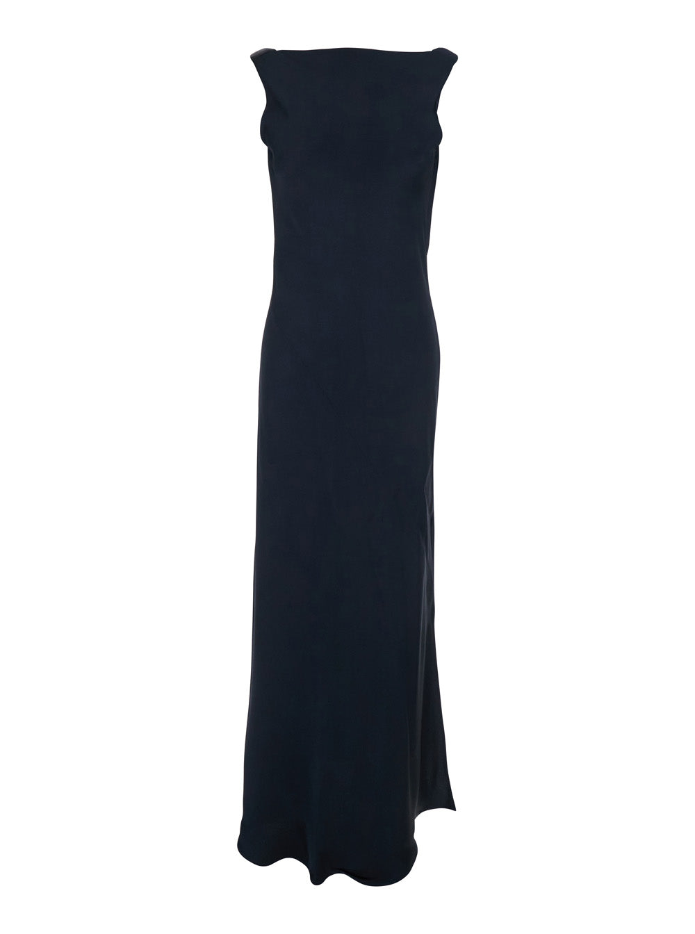 Blue Long Dress with Draped Neckline in Tech Fabric for Women Blu Acetate Viscose