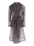 Valmorea Organza Trench Purple With Front Closure And Long Sleeves Silk For Women Violet
