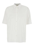 BRIGITTA White Shirt with Pointed Collar and Short Sleeves in Cotton for Women Blouses