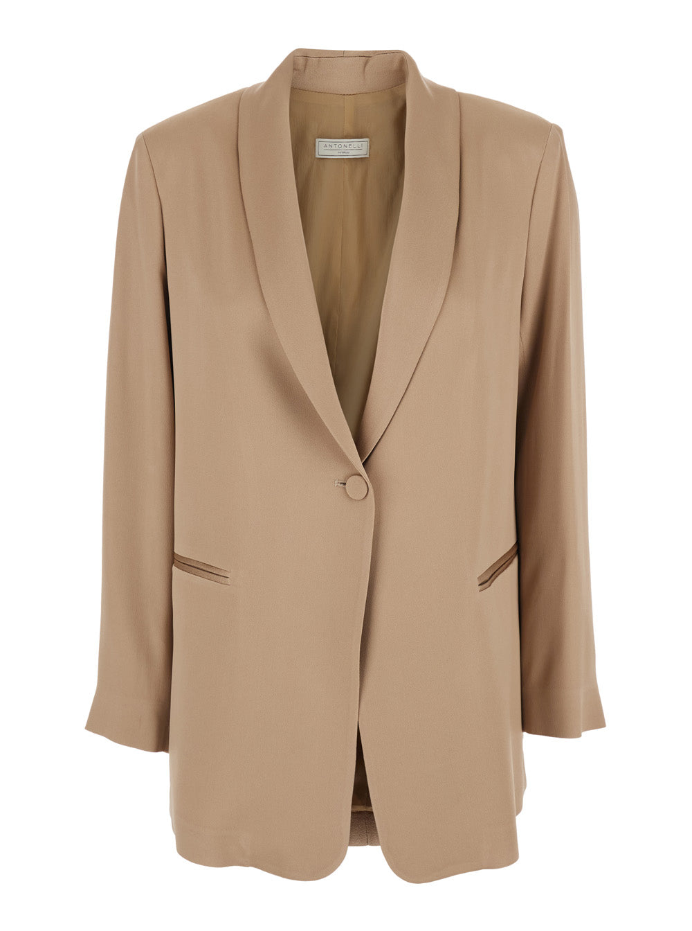 EDWARD beige Jacket single-breasted with shawl lapels in tech fabric Women Acetate Viscose Blazers
