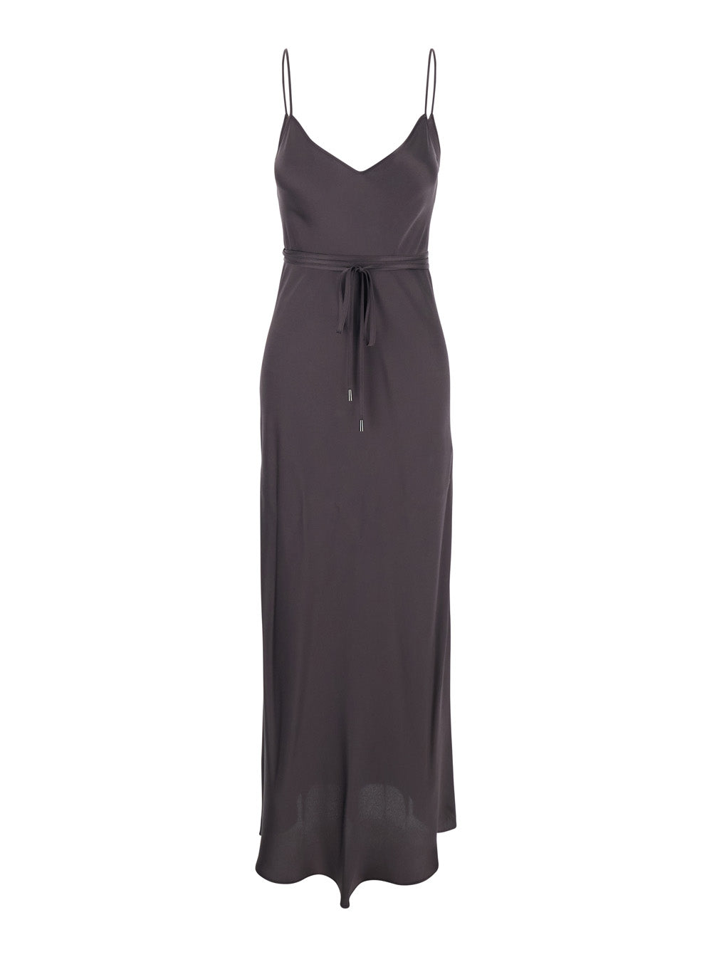 Dress Lukas with Waist Belt and V-Neck in Purple Women Violet Acetate Silk