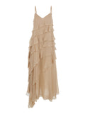 Long Dress Marilyn Beige Silk Chiffon For Women