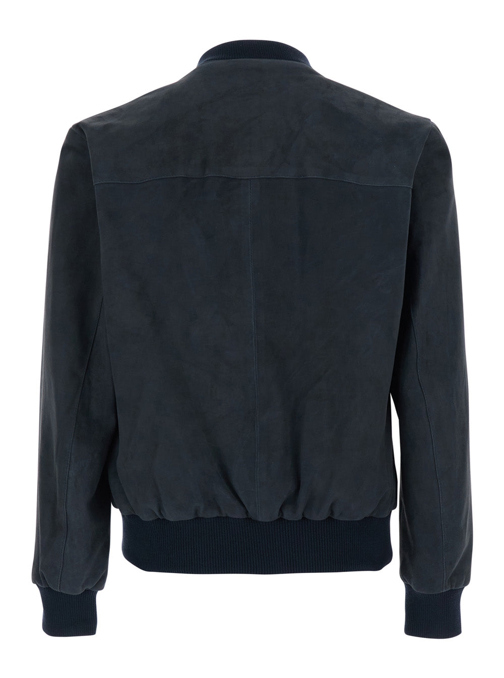 Didier Blue Jacket with Stand-up Collar and Two Zip Pockets on the Front in Suede for Men Blu Goat Outerwear